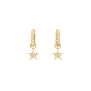 Gold Vermeil Huggie w. Star Pendants