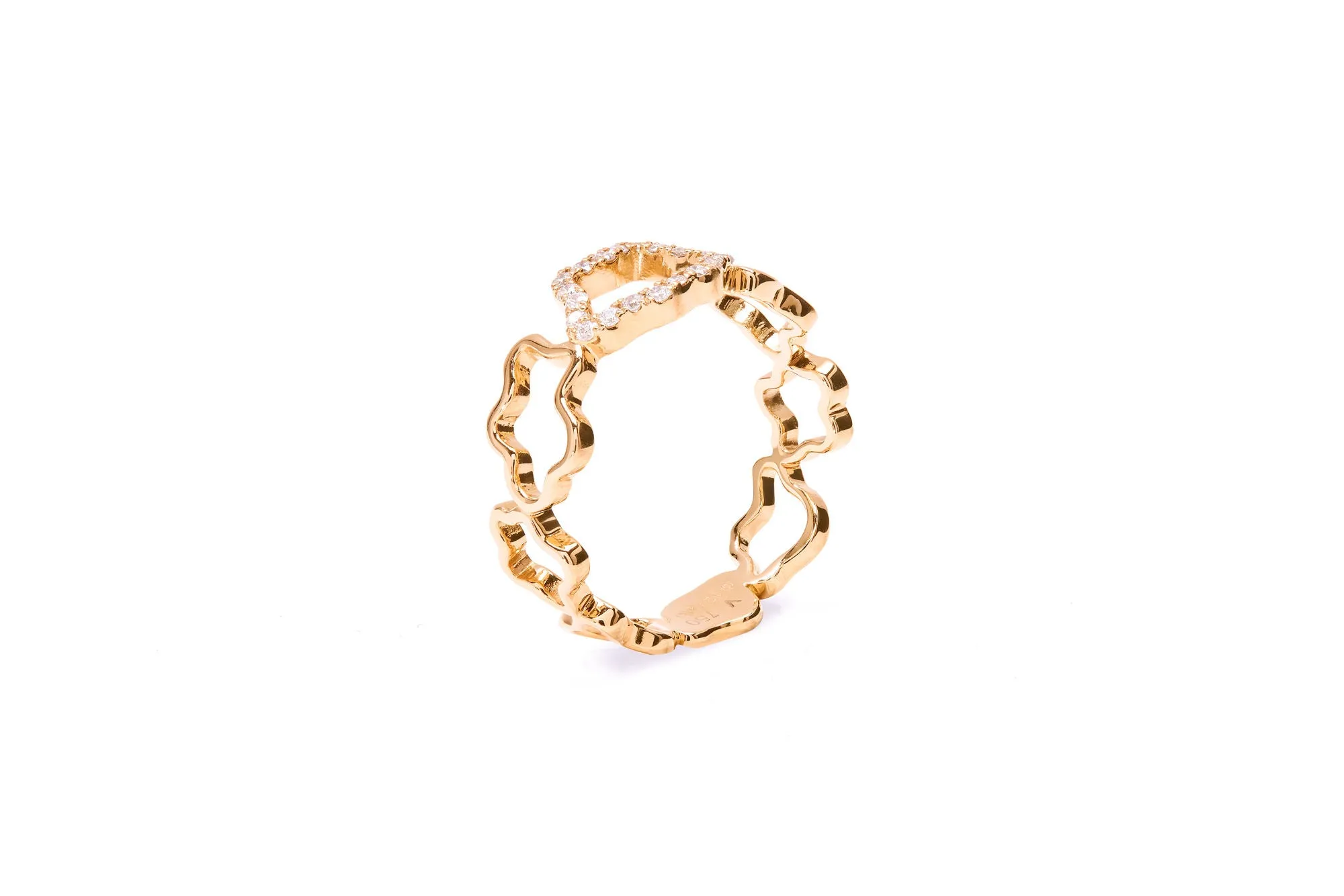 Golden Cloud Band 18K Rosegold Ring w. Diamonds