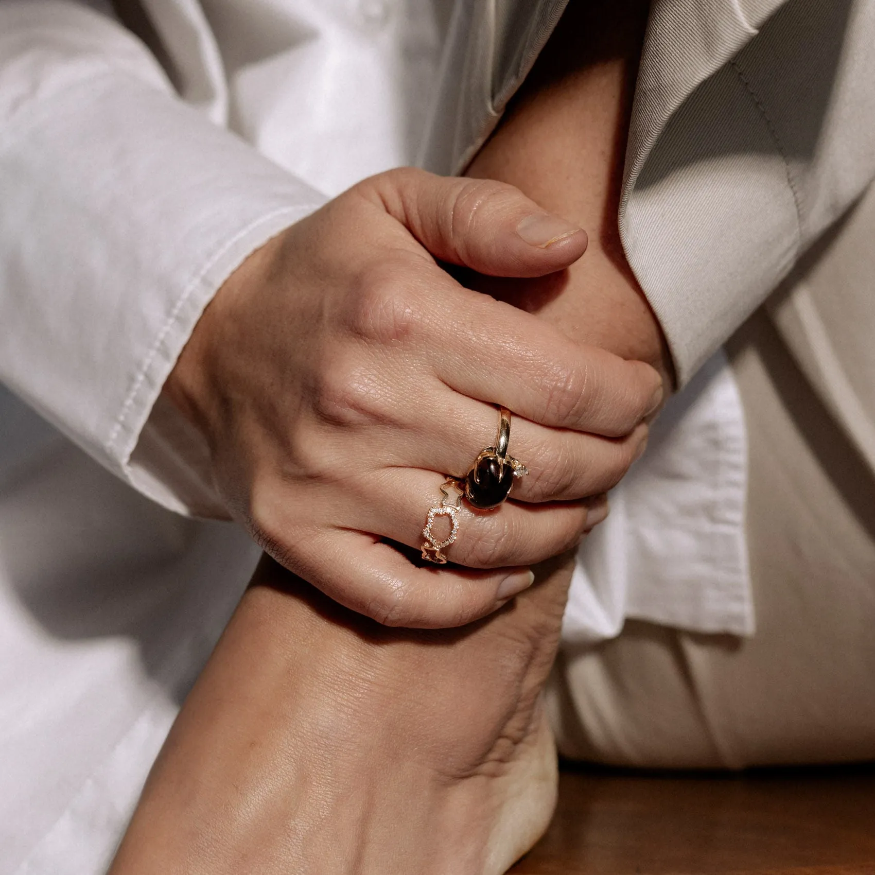 Golden Cloud Band 18K Rosegold Ring w. Diamonds