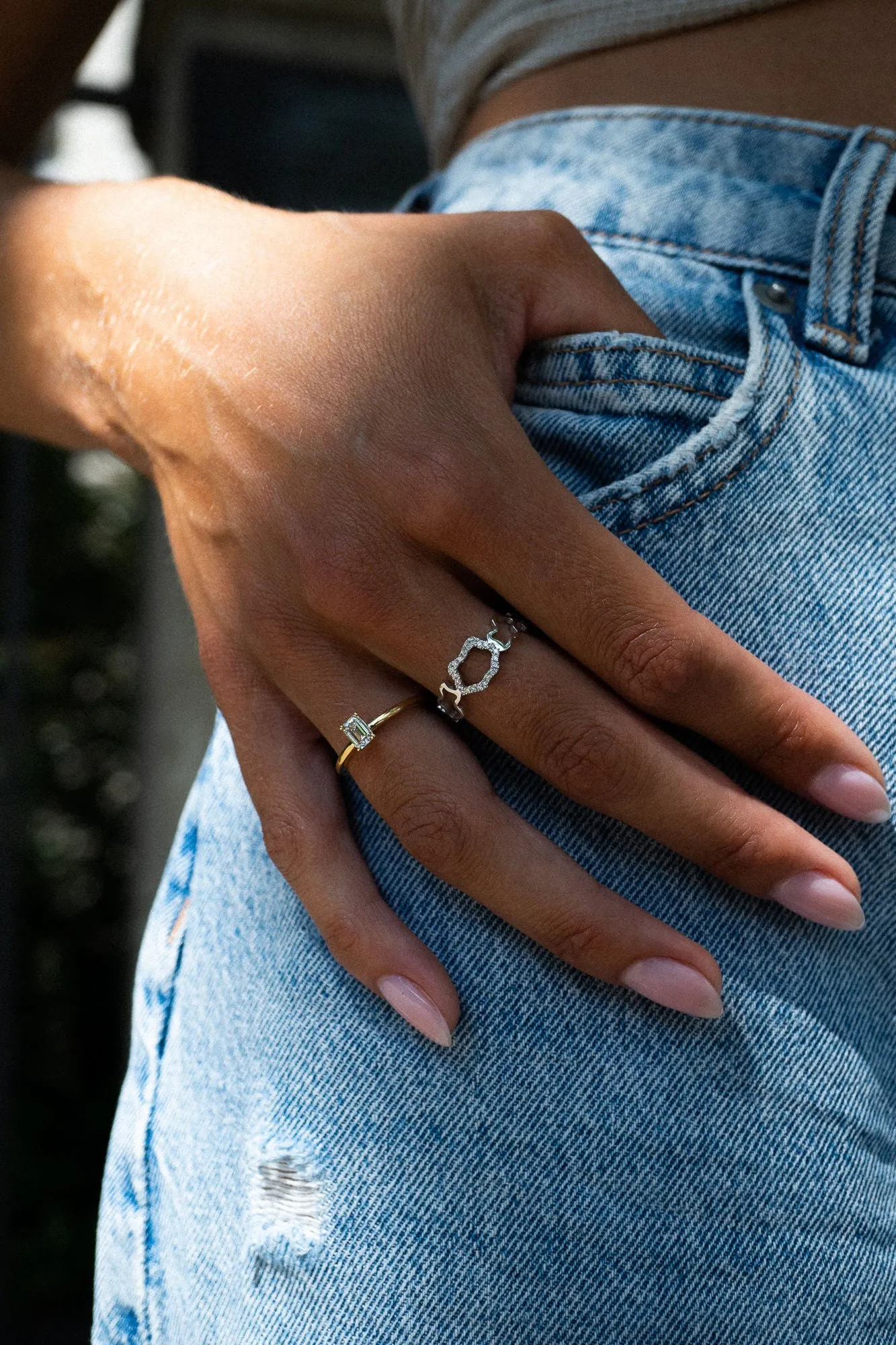 Golden Cloud Band 18K Rosegold Ring w. Diamonds