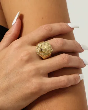 Guess Mainline Lion Head Ring Gold