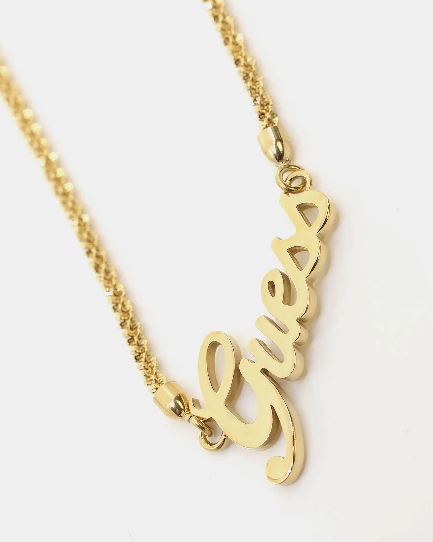 Guess Mainline Women's Lettering 16-18" Choker Necklace Gold