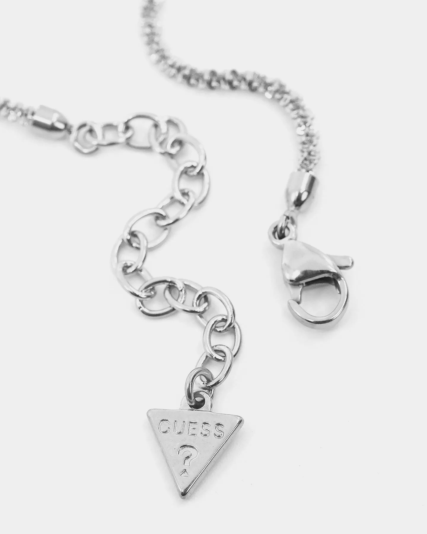 Guess Mainline Women's Lettering 16-18" Choker Necklace Silver