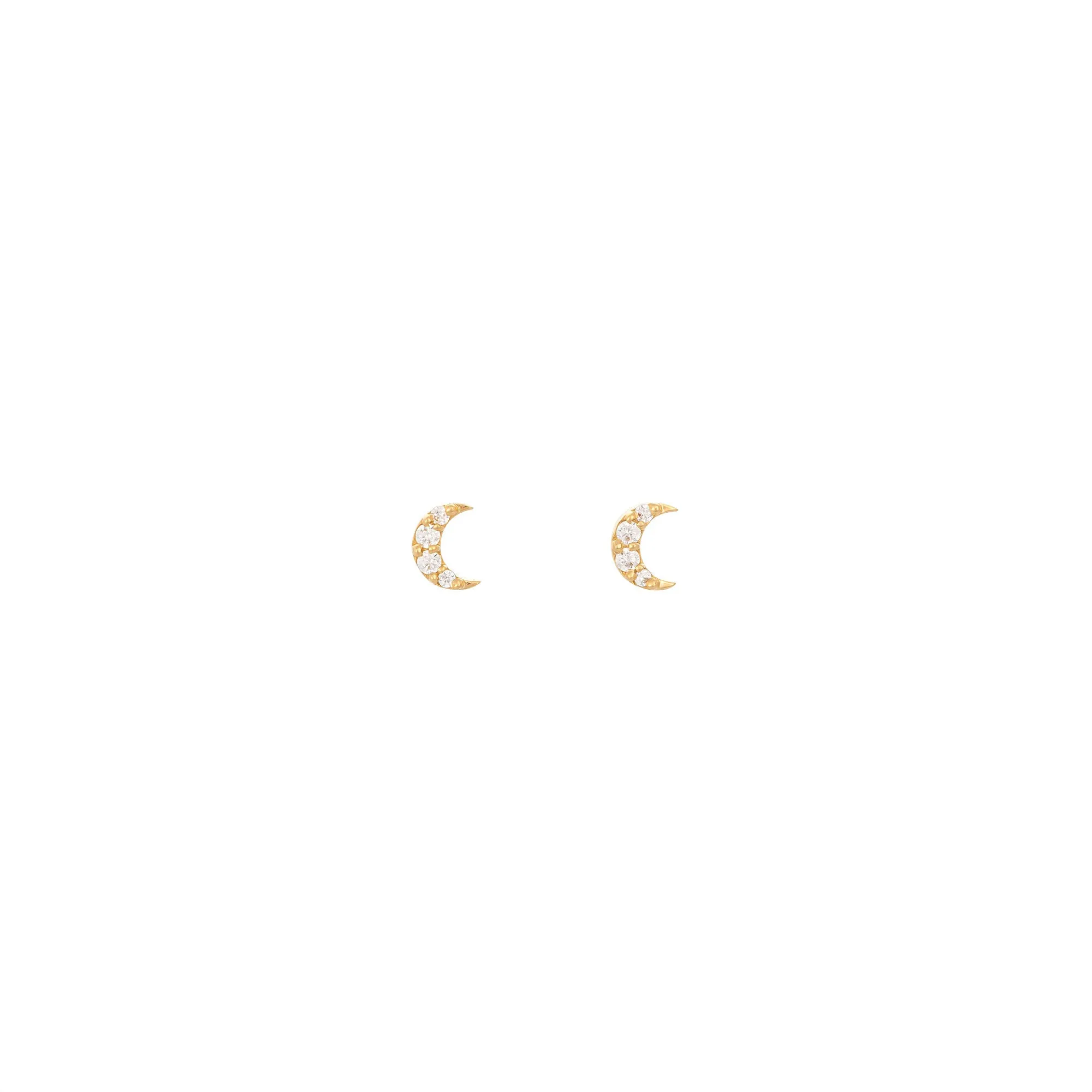 Half Moon 18K Gold Stud w. Diamonds
