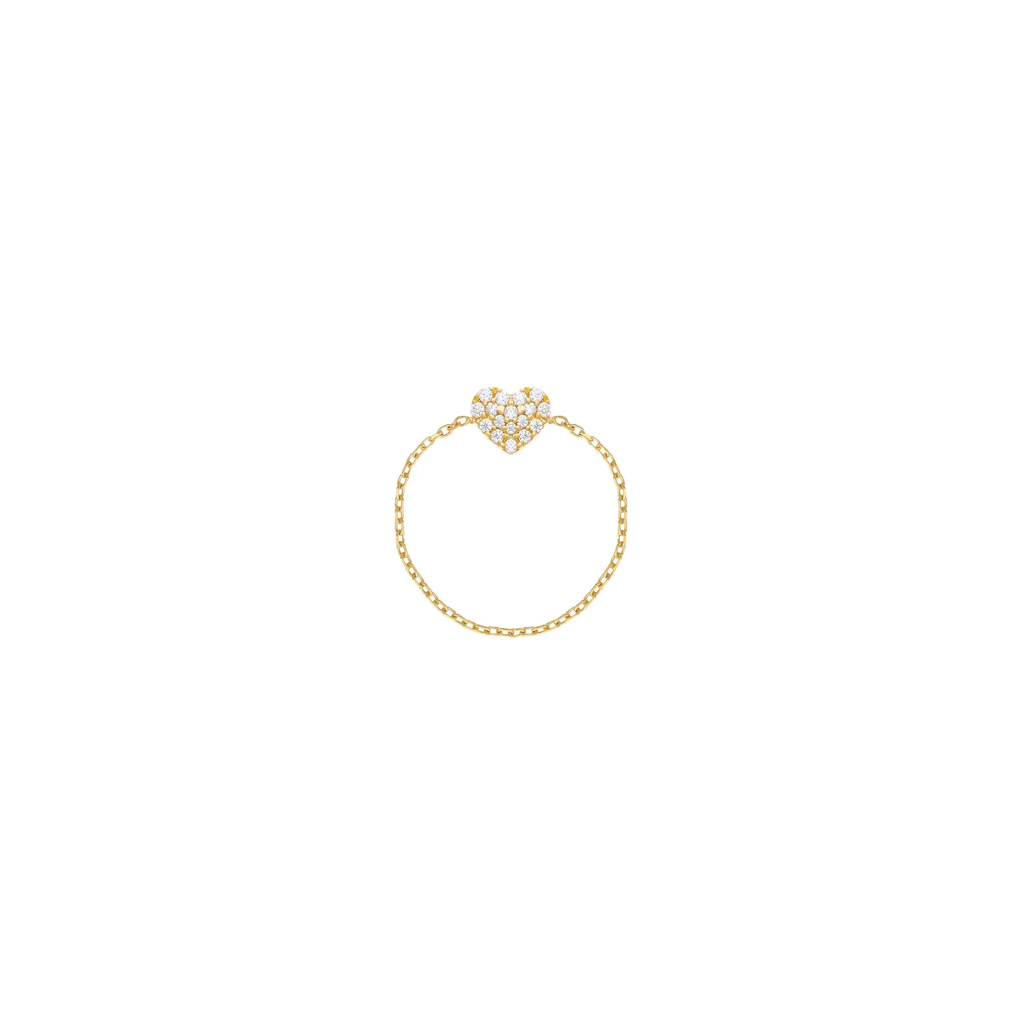 Heart Chain 18K Gold Ring w. Diamonds