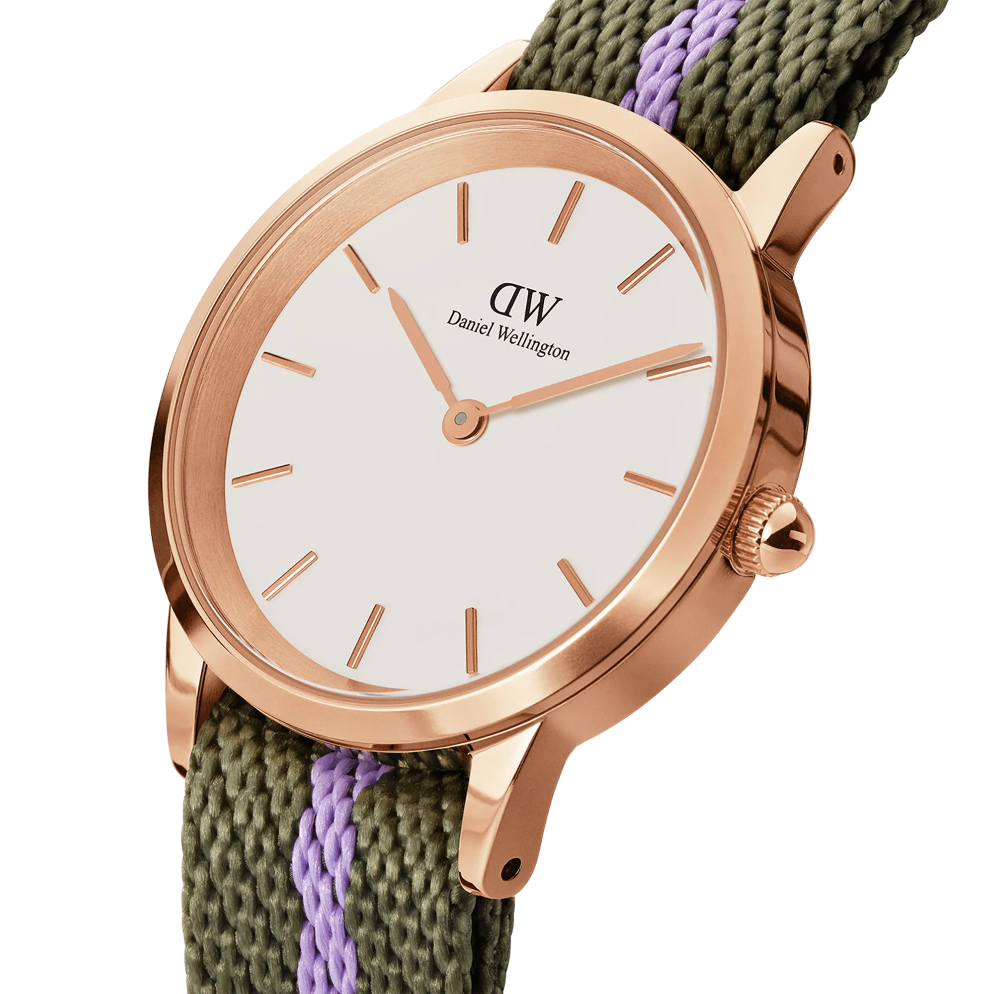 Iconic NATO Green/Purple Rose Gold Daniel Wellington