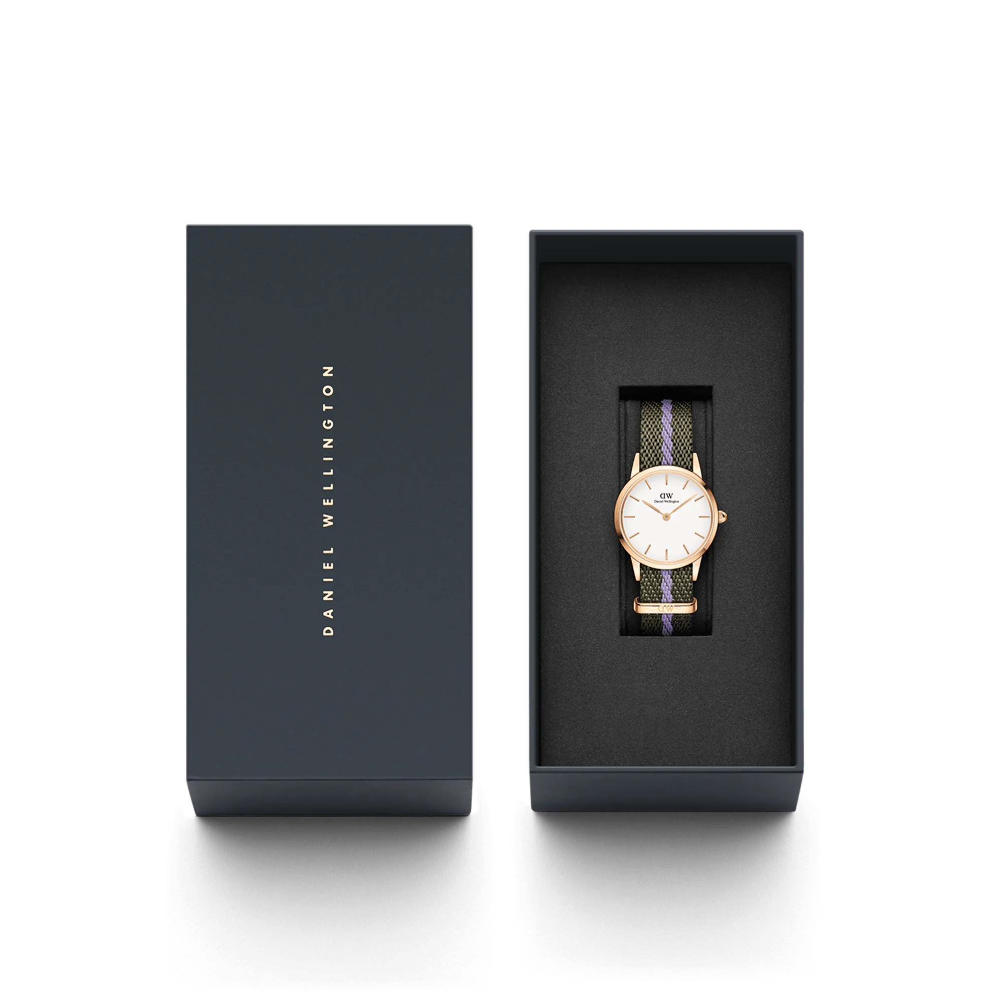 Iconic NATO Green/Purple Rose Gold Daniel Wellington