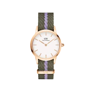 Iconic NATO Green/Purple Rose Gold Daniel Wellington