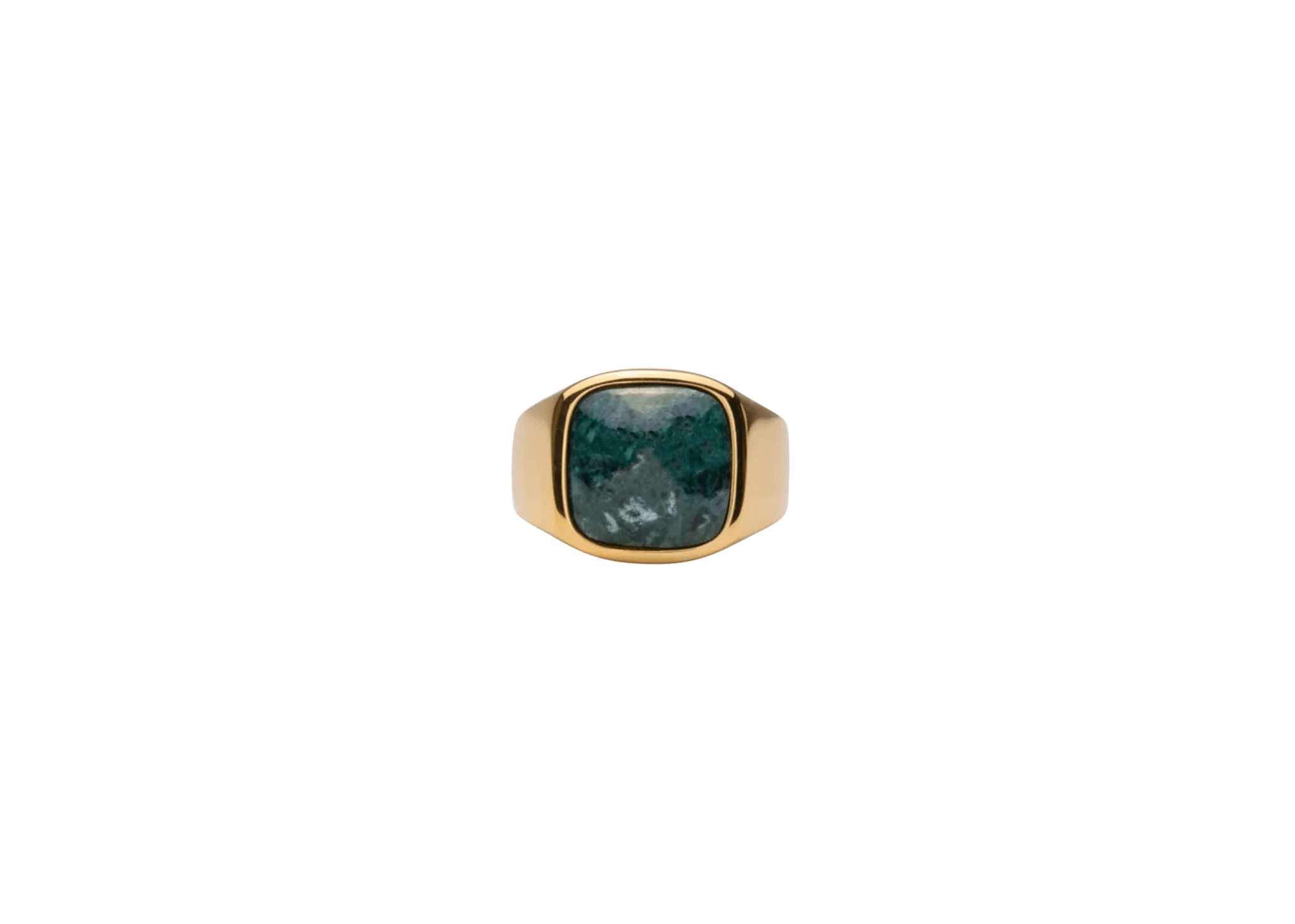 IX Cushion Marble Gold Plated Signet Ring
