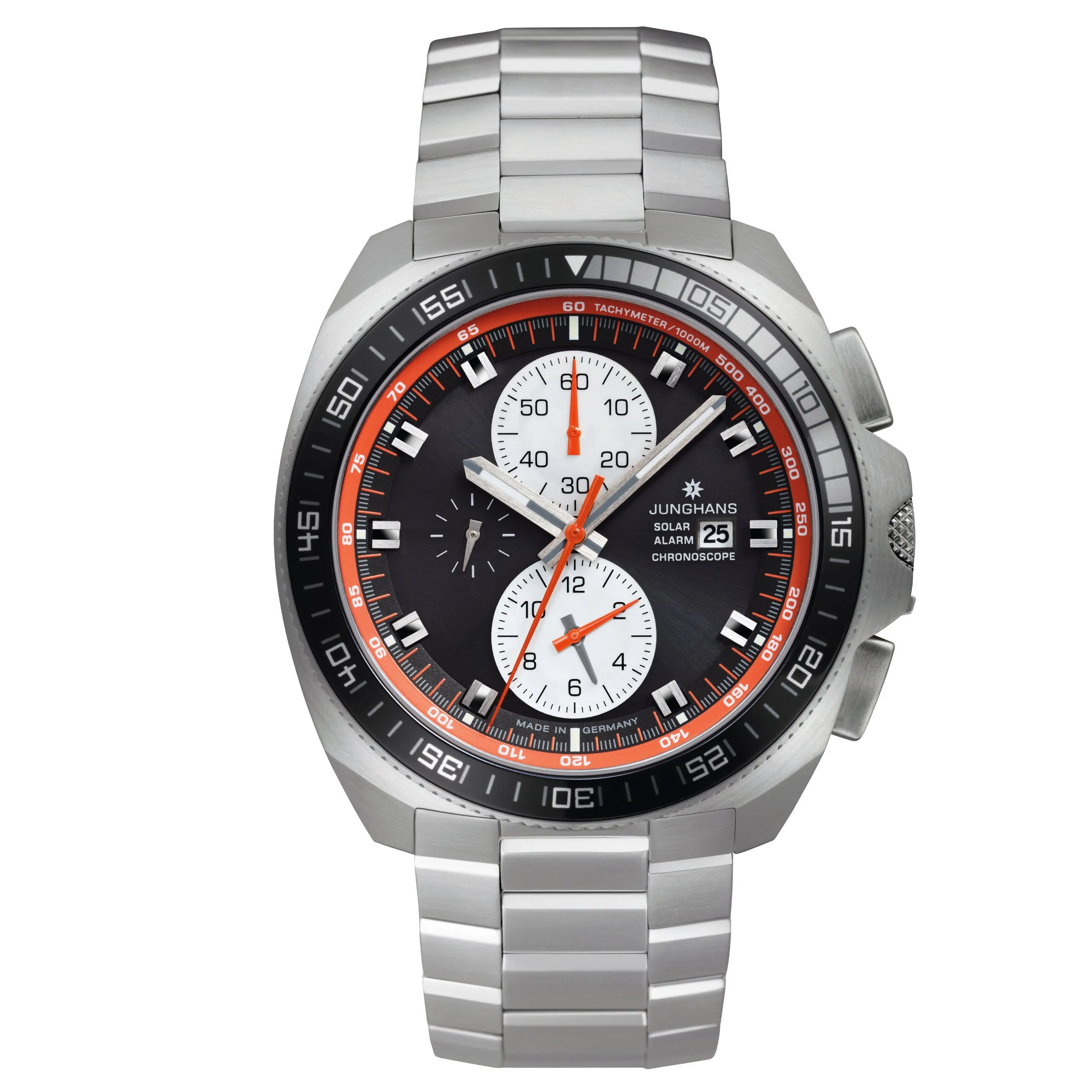 Junghans 1972 Chronoscope Solar Men's Black/Orange Watch 14/4202.44