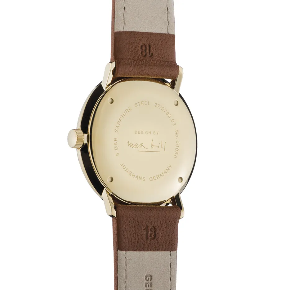 Junghans Max Bill Handaufzug Men's White/Gold Watch 27/5703.02