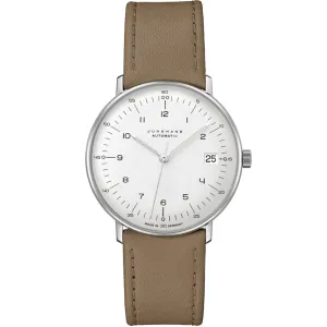 Junghans Max Bill Kleine Unisex White/Brown Watch 27/4107.02