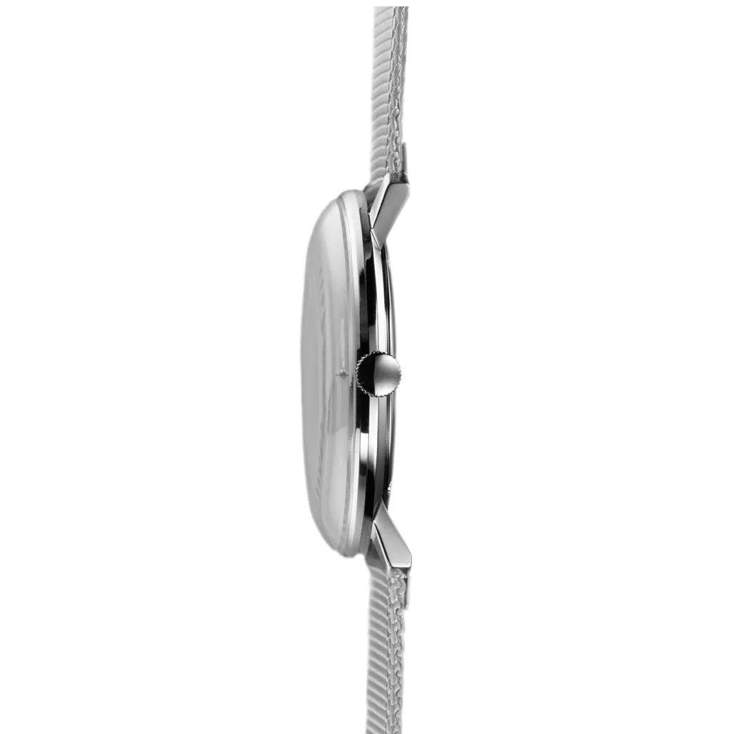 Junghans Max Bill Quartz Gent's White Steel Watch 41/4463.46