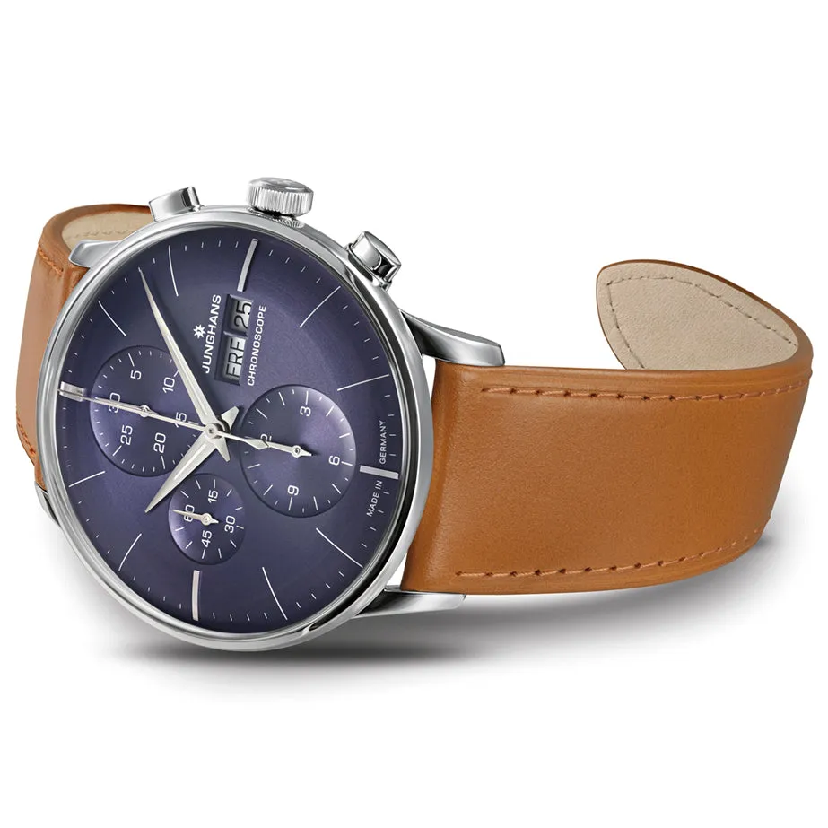 Junghans Meister Chronoscope Men's Blue/Brown Watch 27/4526.03
