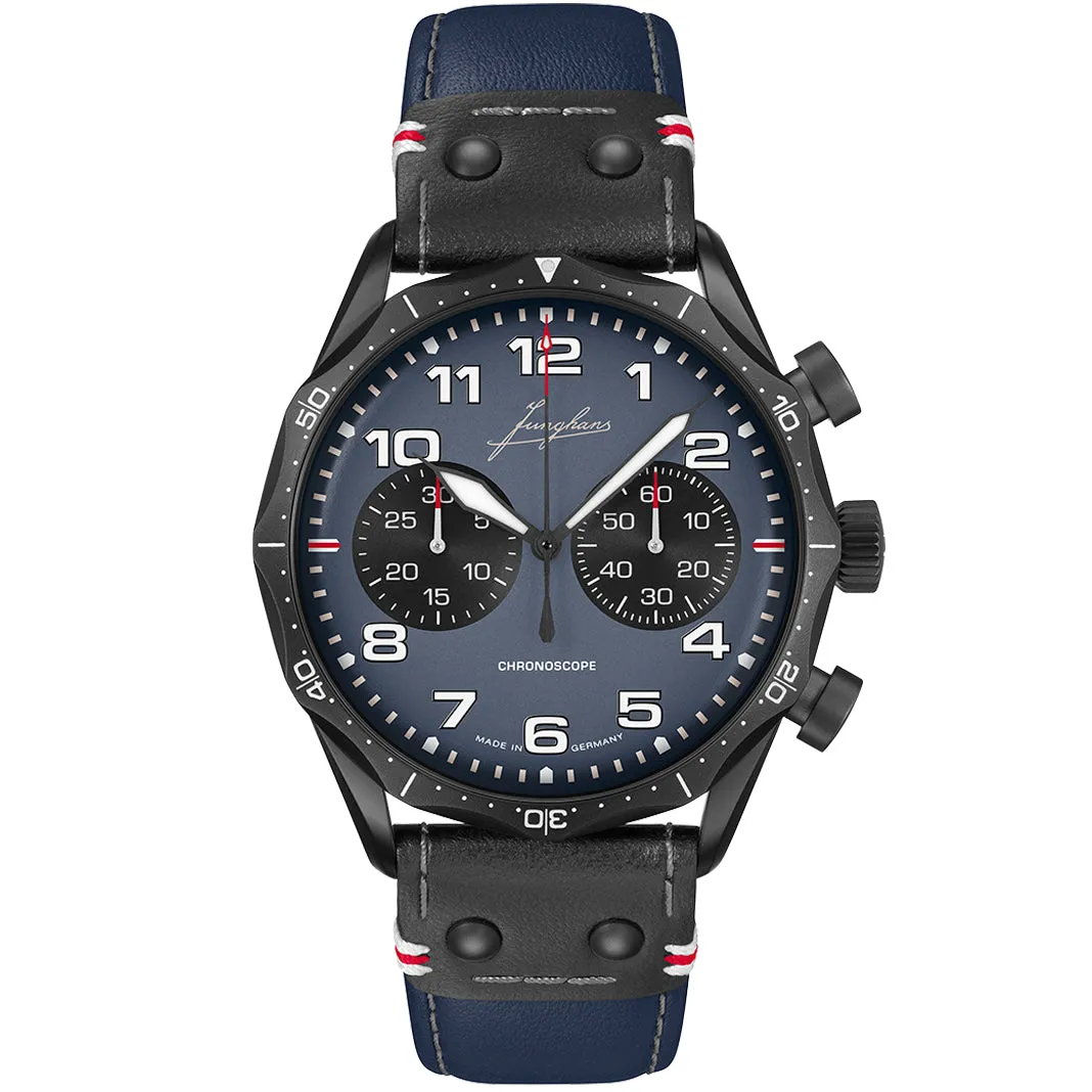 Junghans Meister Pilot Chronoscope Men's Navy Blue Watch 27/3396.00