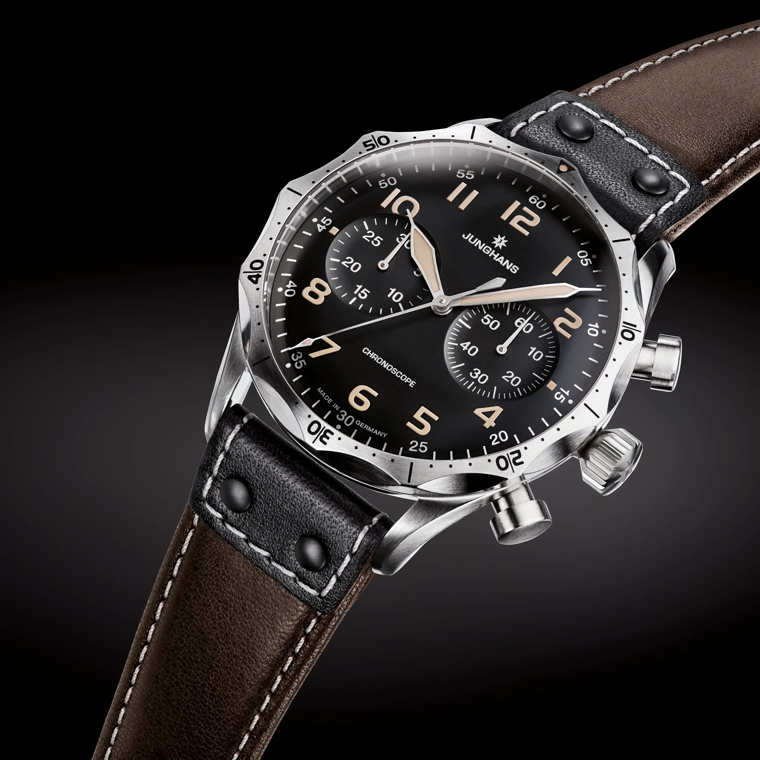Junghans Meister Pilot Men's Black/Brown Watch 27/3591.00