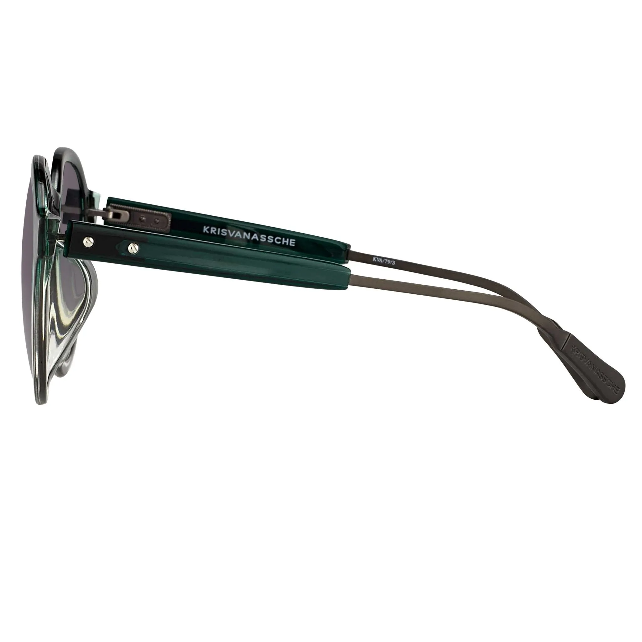 Kris Van Assche Men's Sunglasses Round Green and Grey KVA79C3SUN
