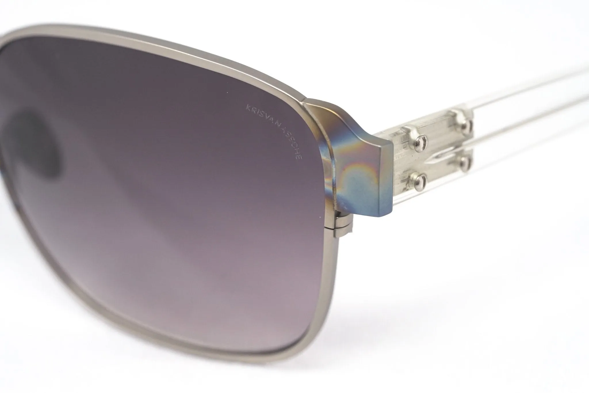 Kris Van Assche Sunglasses D-Frame Iridescent Silver and Purple