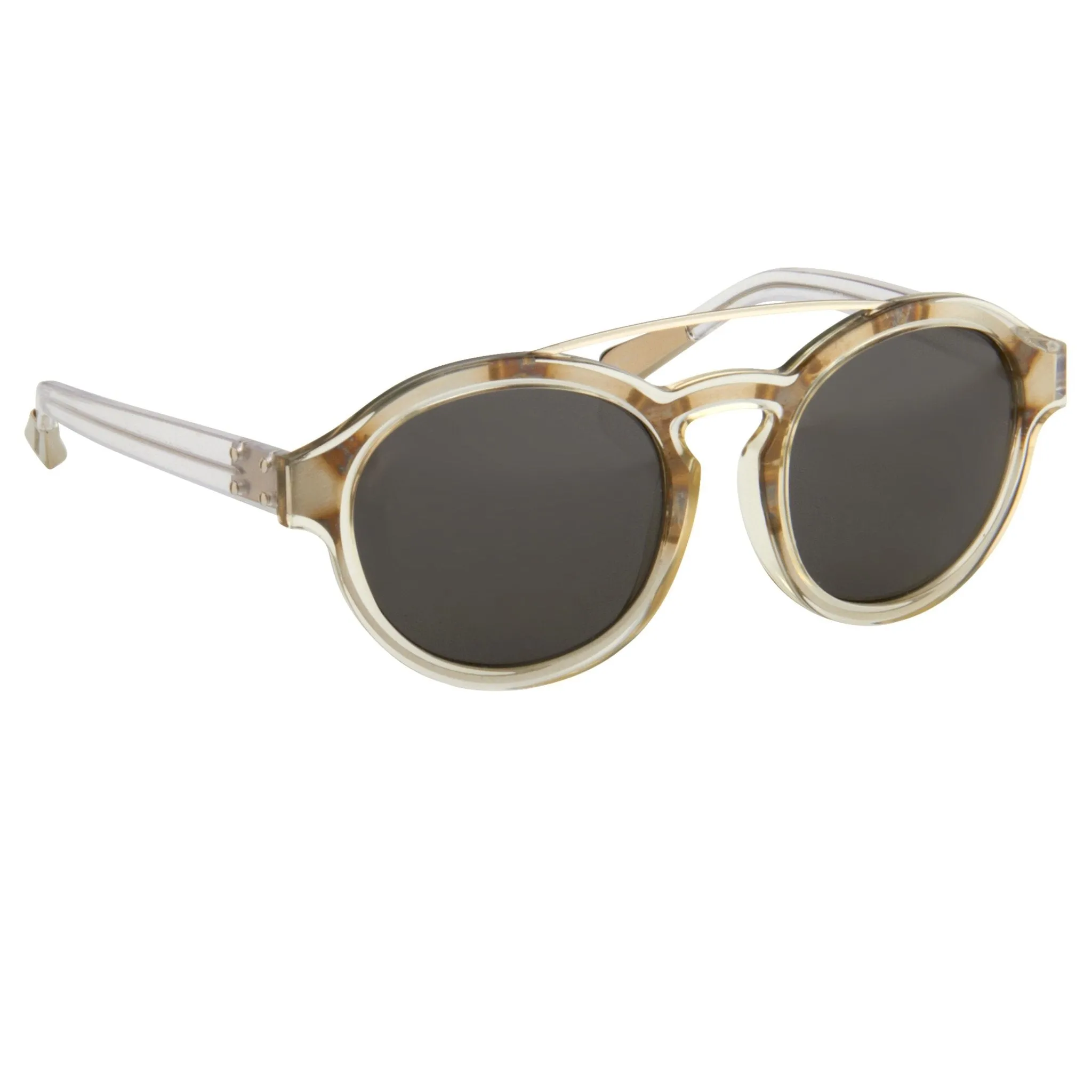 Kris Van Assche Sunglasses Double Bridge Round Clear and Grey