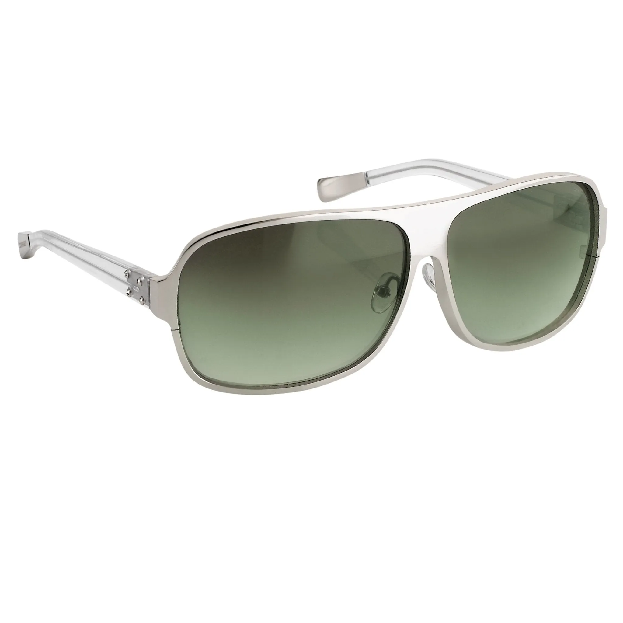 Kris Van Assche Sunglasses Rectangular Silver and Green