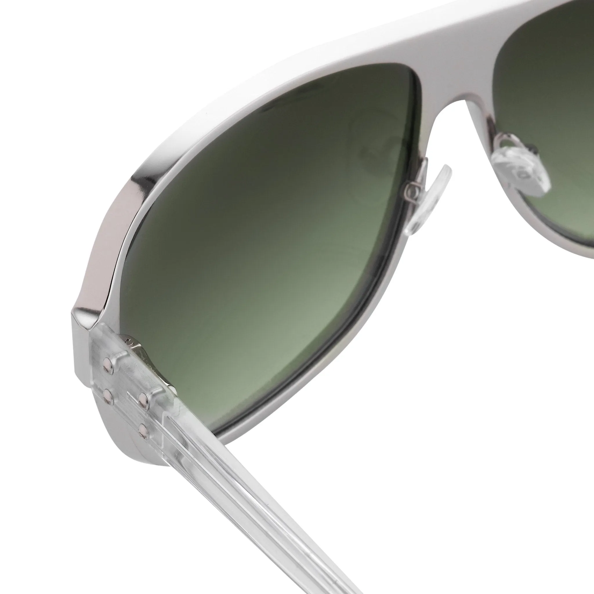 Kris Van Assche Sunglasses Rectangular Silver and Green