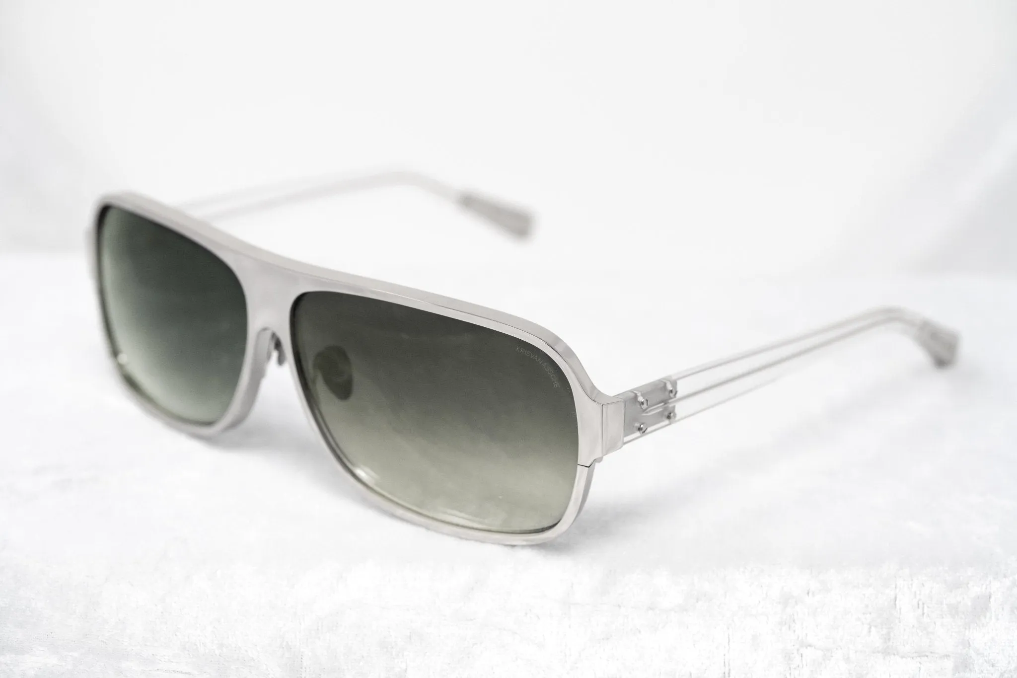 Kris Van Assche Sunglasses Rectangular Silver and Green