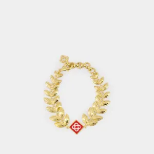 Laurel Leaf Bracelet - Casablanca - Metal - Gold/Red