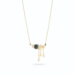 Les Nereides Gold Stars and Blue Stone Necklace