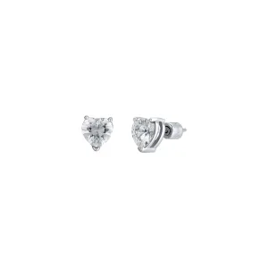 Luca Barra Ladies Steel Earrings with White Heart-Shaped Crystals