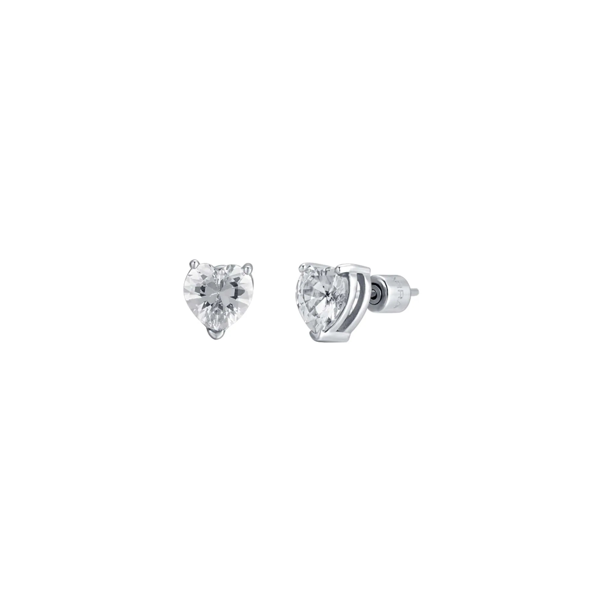 Luca Barra Ladies Steel Earrings with White Heart-Shaped Crystals