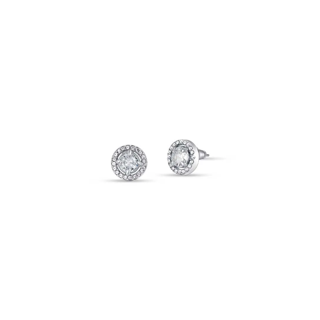 Luca Barra Ladies steel earrings with white zircons