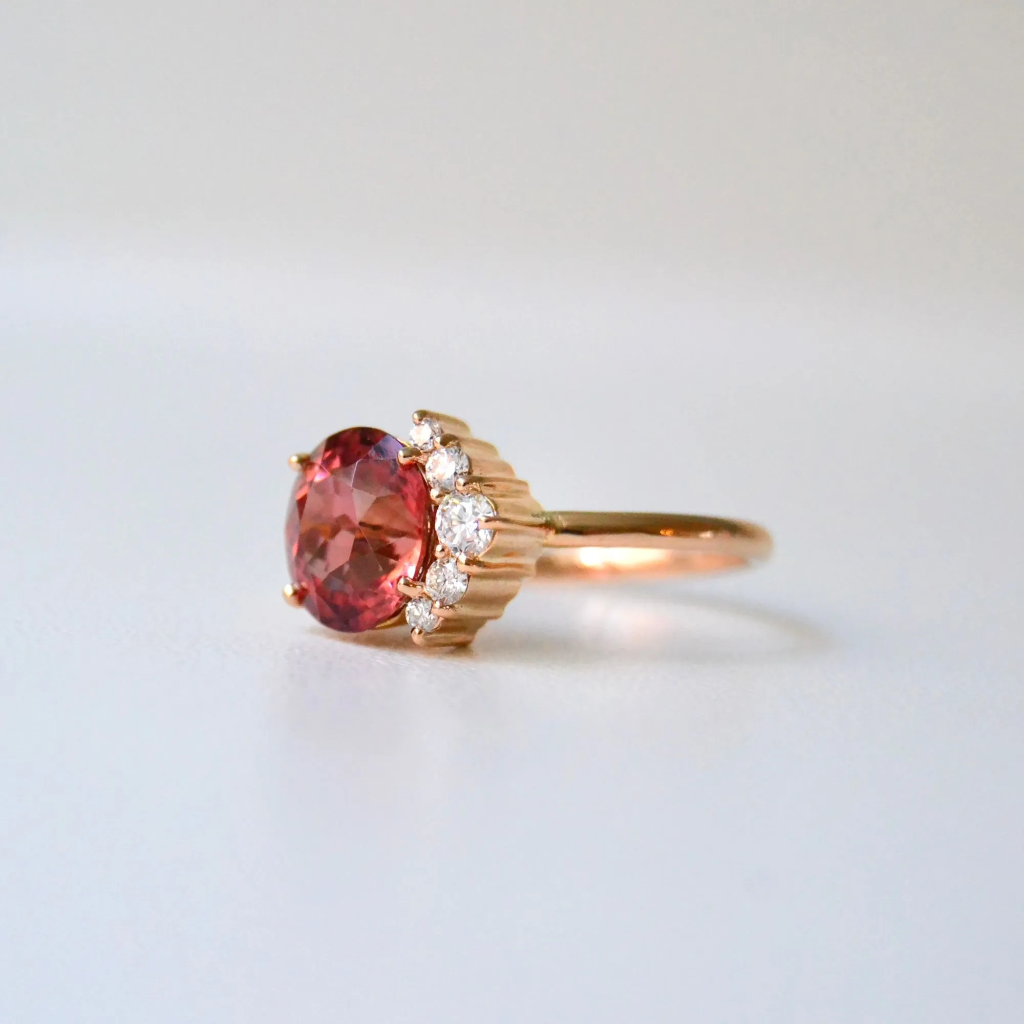 Mala 18K Rosegold Ring w. Tourmaline & Diamonds