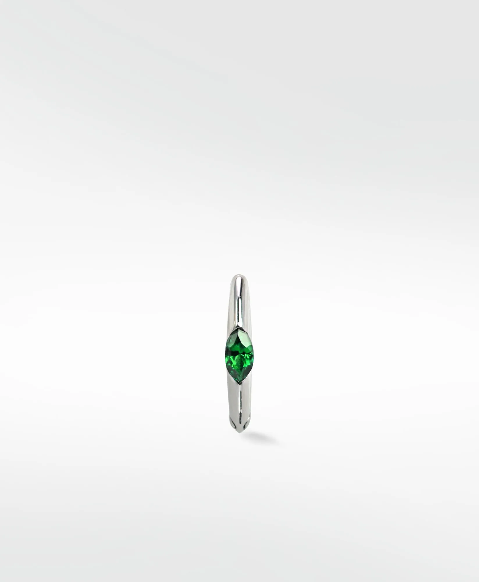 Marquise Set Knife Edged 14K Gold Hoop w. Emerald