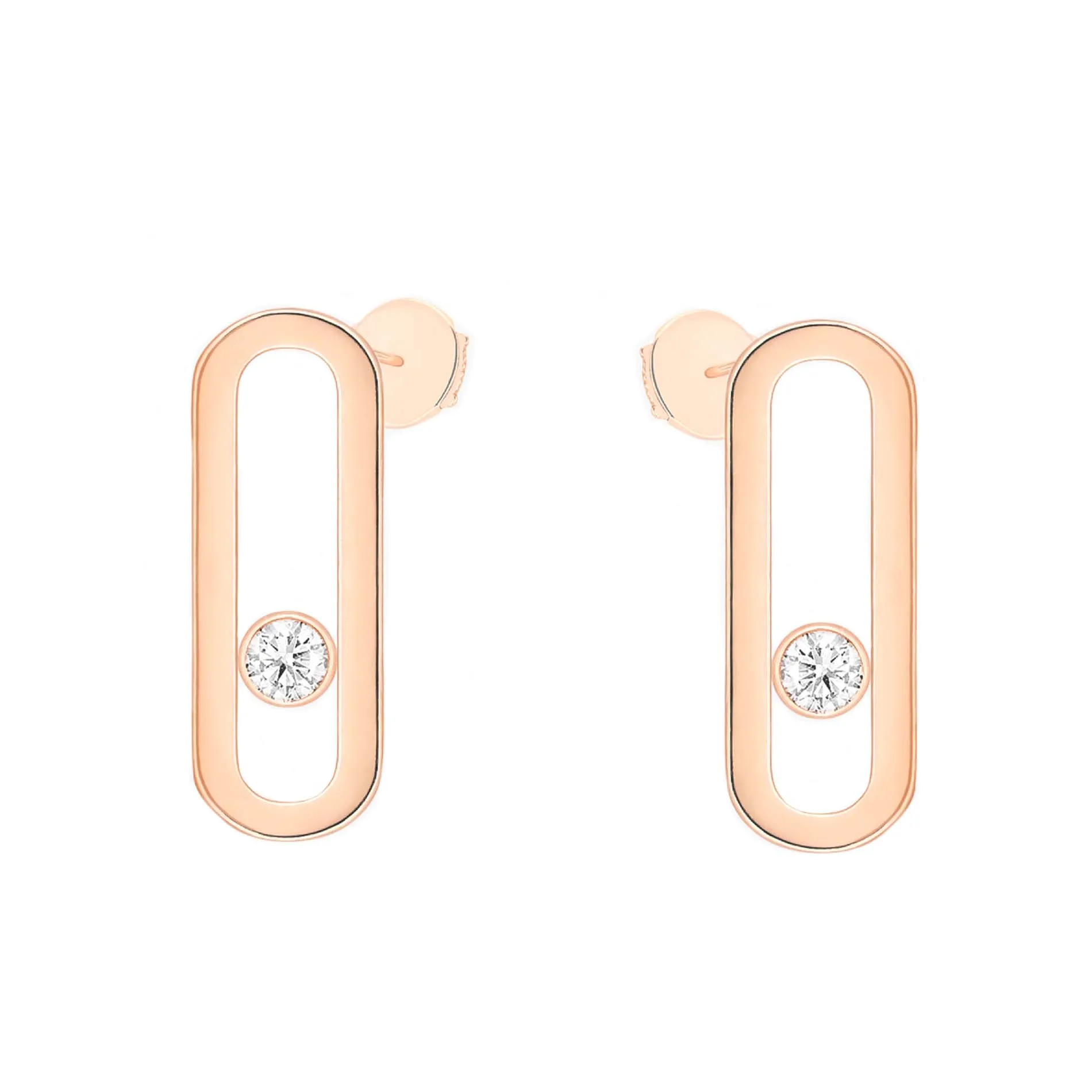Messika Move Uno 18ct Rose Gold Diamond Stud Earrings