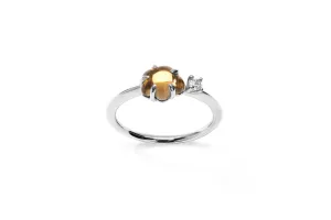 Mid Cloud 18K Whitegold Ring w. Smokey Quartz & Diamond