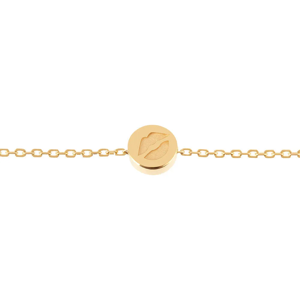 Modern Words Fine Kiss Me 18K Gold Bracelet w. Diamond