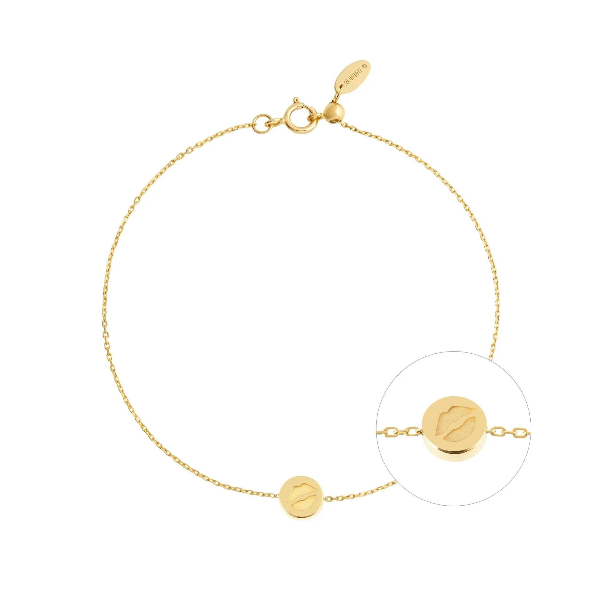 Modern Words Fine Kiss Me 18K Gold Bracelet w. Diamond