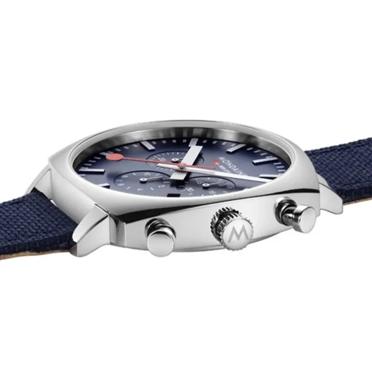 Mondaine Grand Cushion Chrono Square Men's Blue Watch  MSL.41440.LD.SET