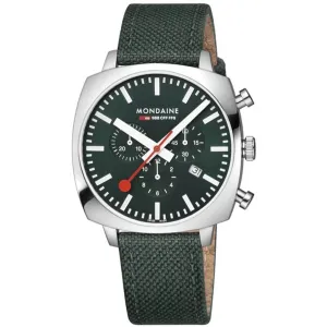 Mondaine Grand Cushion Chrono Square Men's Green Watch MSL.41460.LF.SET