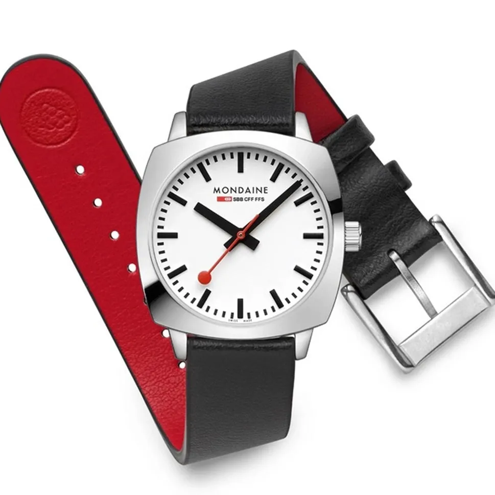 Mondaine Petite Cushion Square Ladies White Watch MSL.31110.LBV