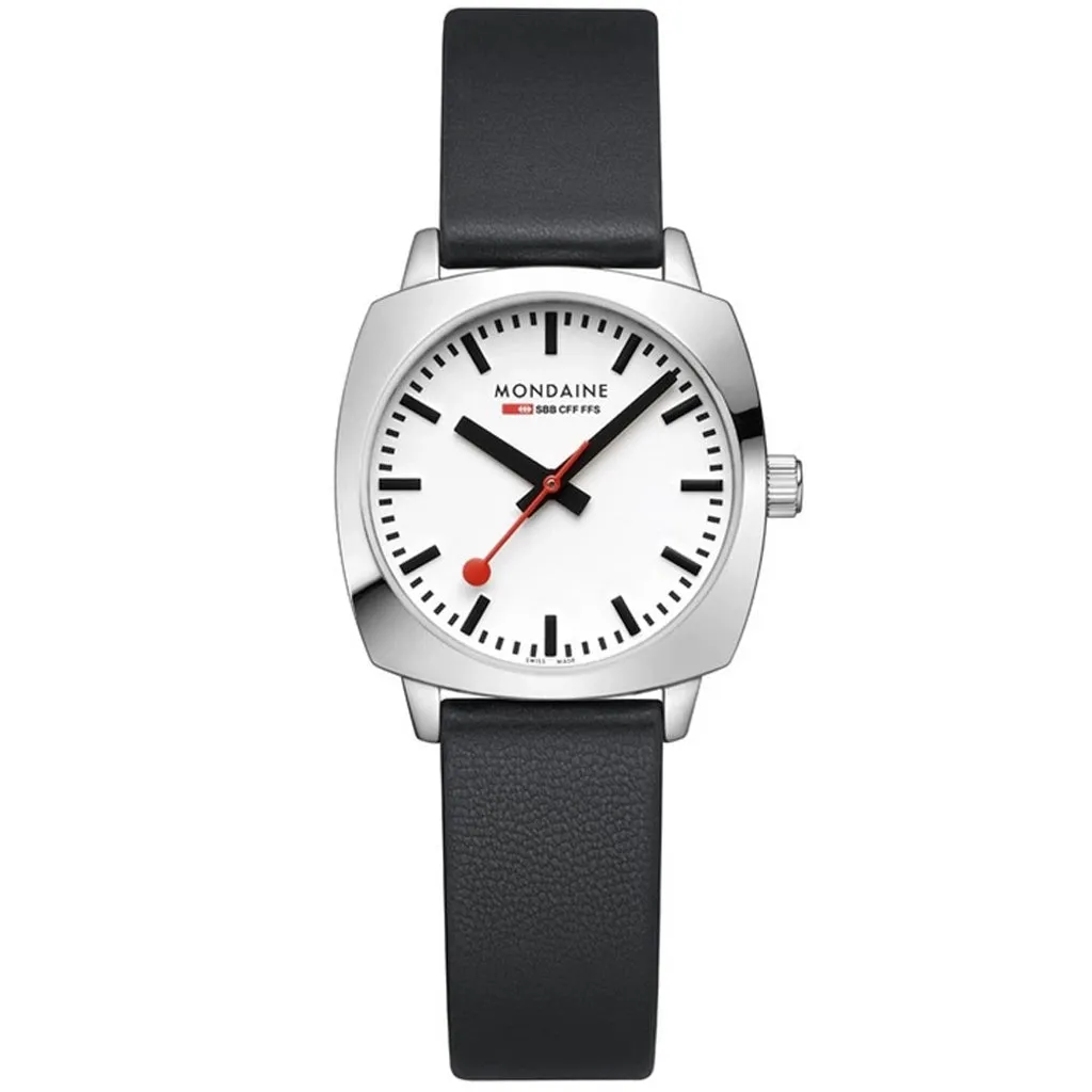 Mondaine Petite Cushion Square Ladies White Watch MSL.31110.LBV