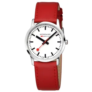 Mondaine Simply Elegant Unisex Red Watch A400.30351.11SBP