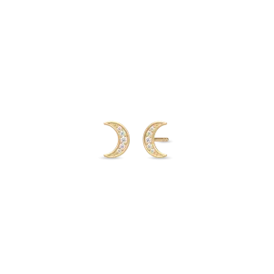 Moon Balance Gold Plated Earstuds w. Zirconia