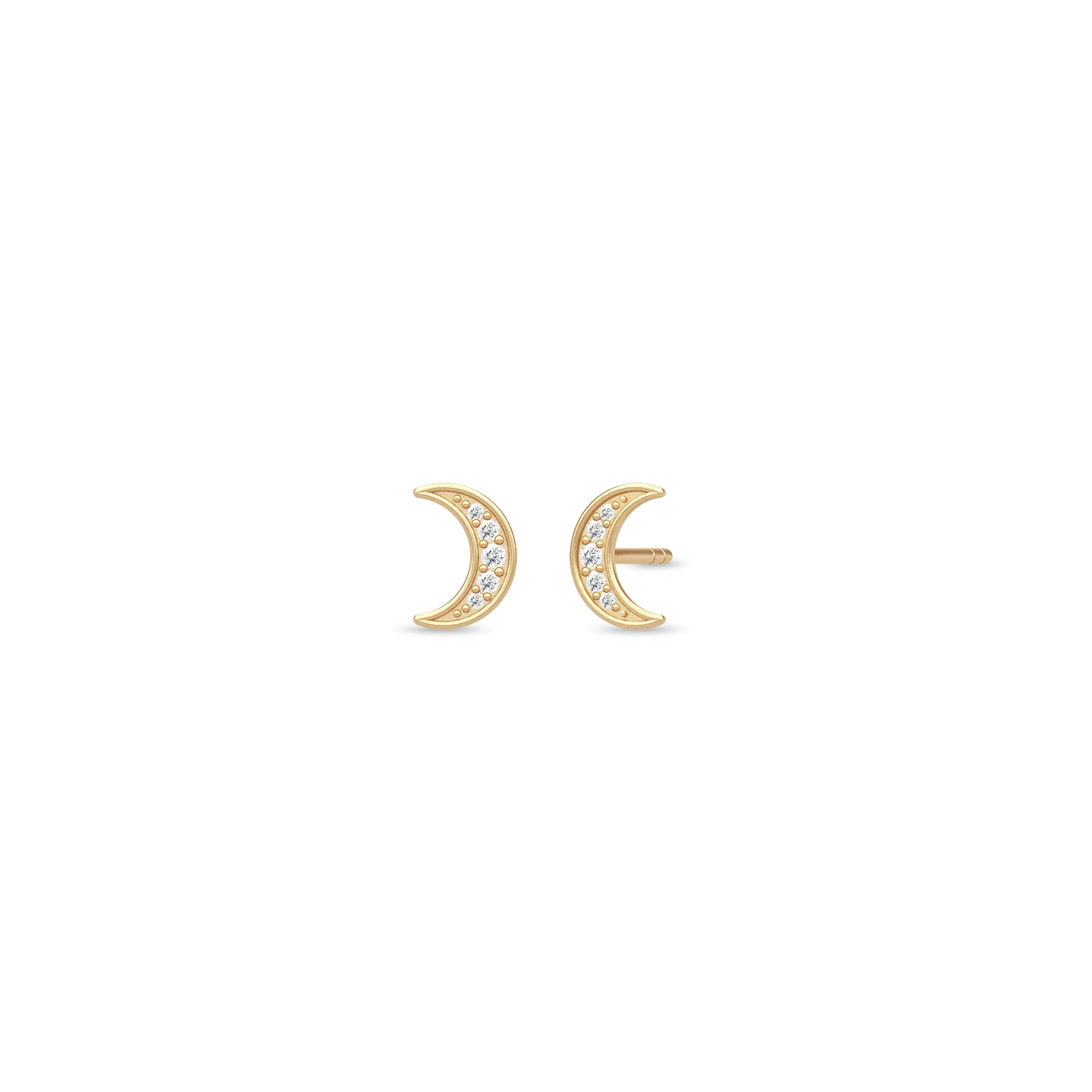 Moon Balance Gold Plated Earstuds w. Zirconia