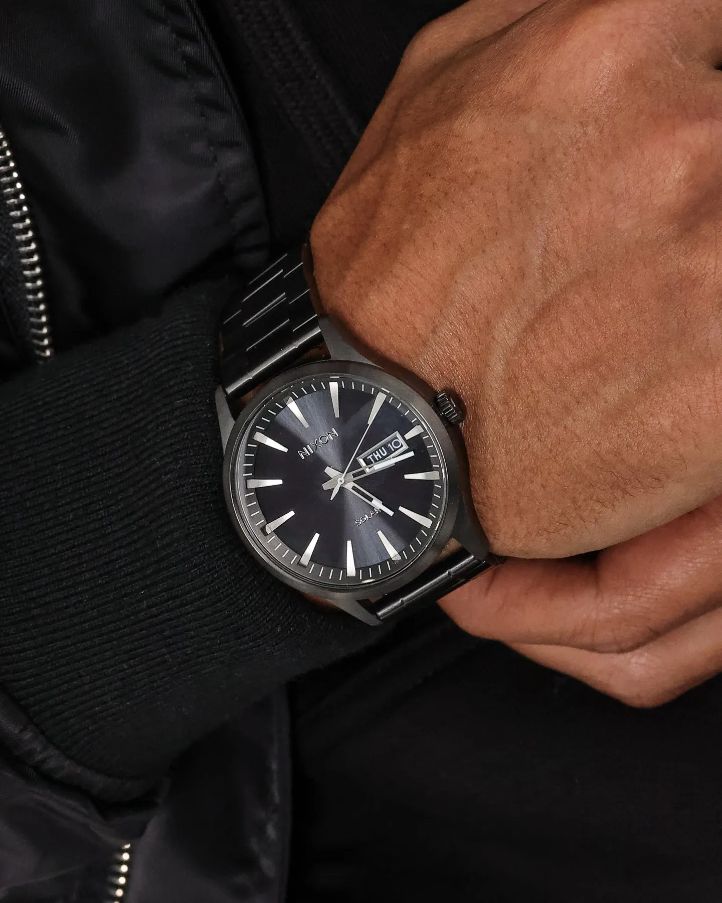 Nixon Sentry Solar Stainless Steel Watch Gunmetal