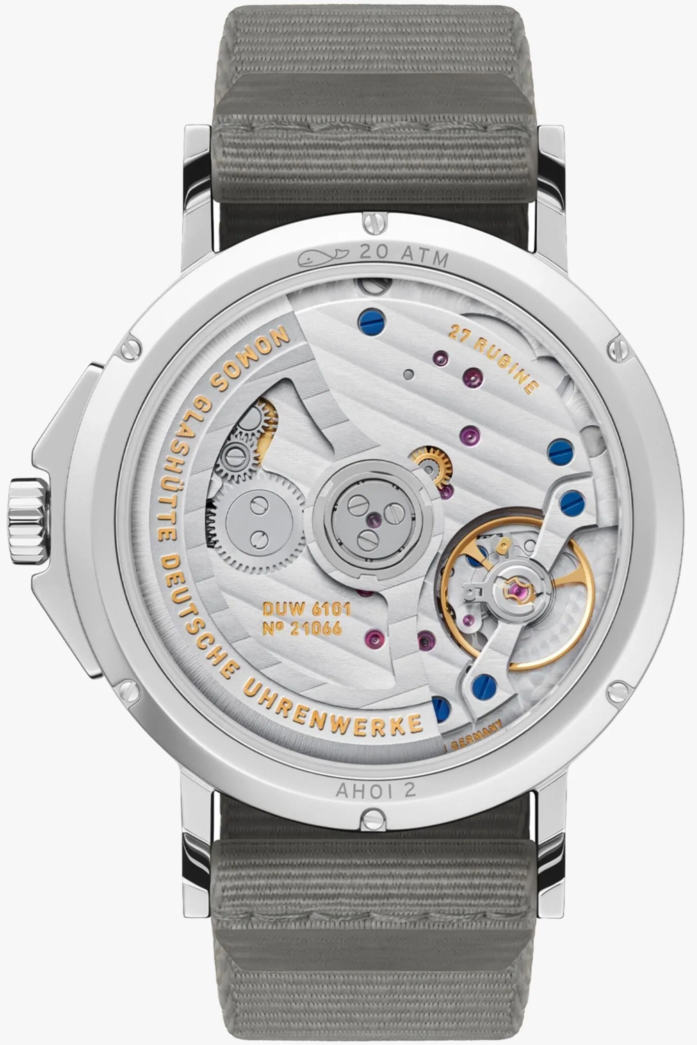 Nomos Glashutte Ahoi Neomatik 38 Date Sand Sapphire Crystal Watch