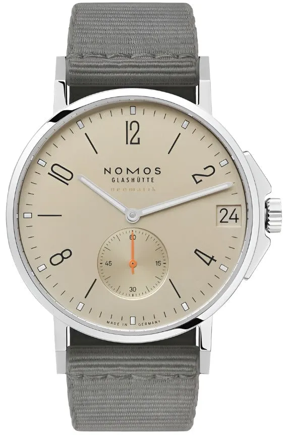 Nomos Glashutte Ahoi Neomatik 38 Date Sand Sapphire Crystal Watch