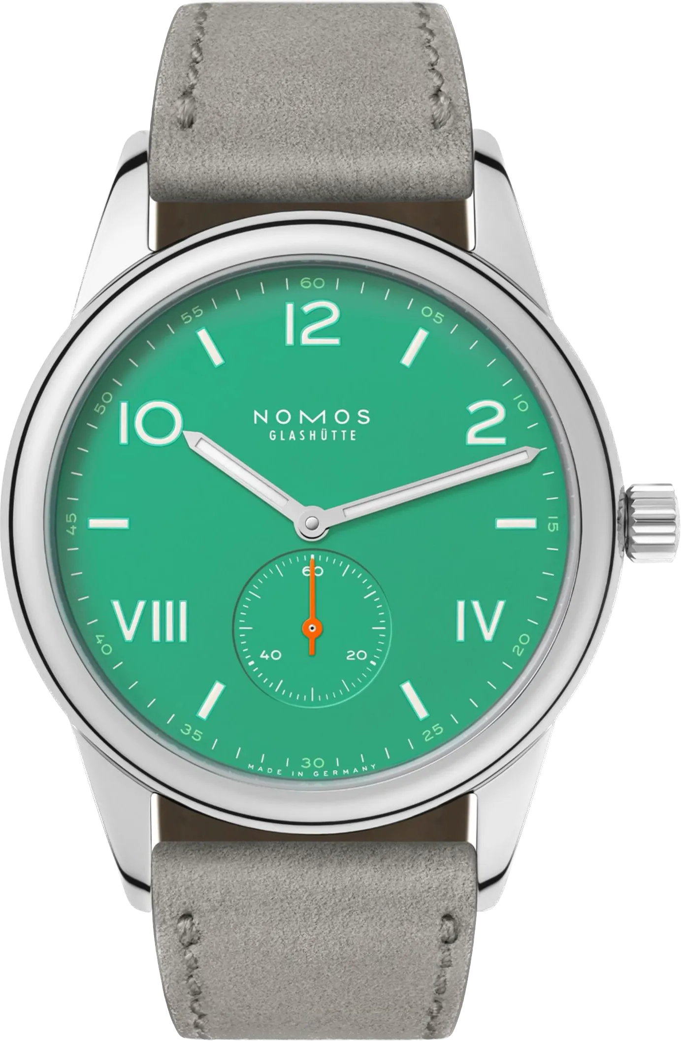 Nomos Glashutte Club Campus 38 Electric Green Sapphire Crystal Watch