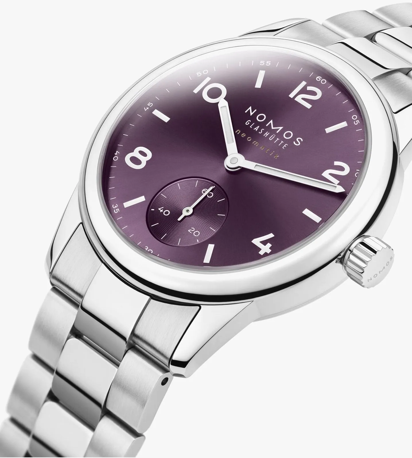 Nomos Glashutte Club Sport Neomatik 34 Purple Sapphire Glass Watch