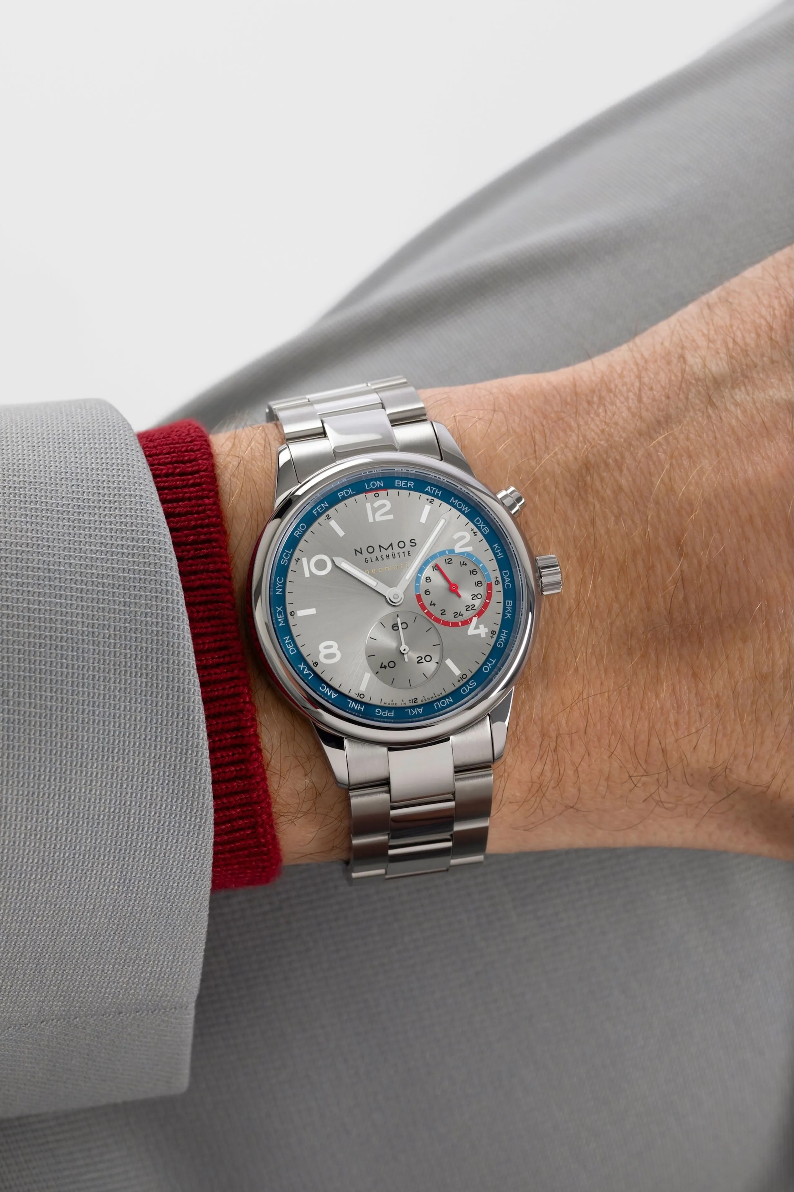 Nomos Glashutte Club Sport Neomatik Worldtimer Silver Watch Pre-Order